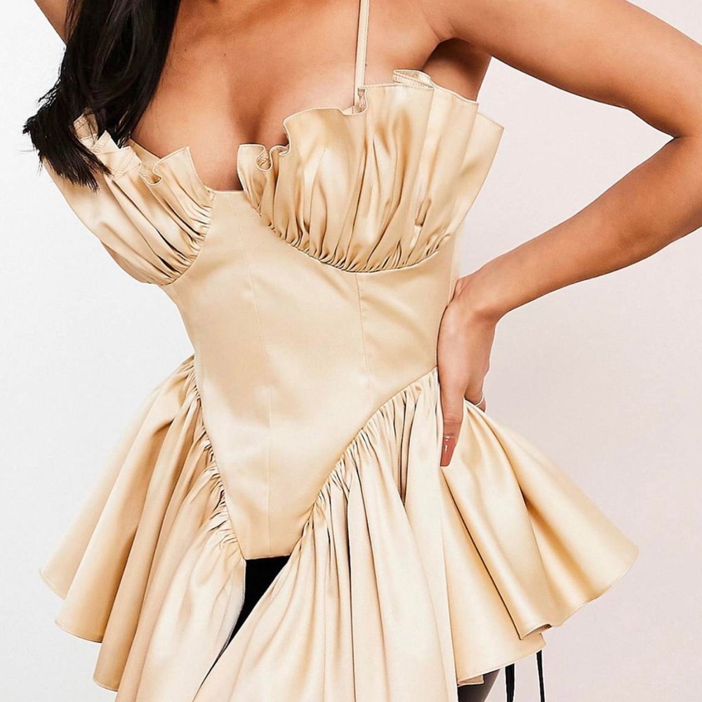 ASOS Cream Ruffled Corset Top